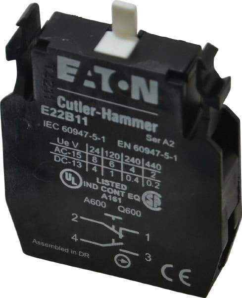 Eaton Cutler-Hammer - NO/NC, Electrical Switch Contact Block - 22-1/2mm Hole, For Use with Indicating Lights, Pushbuttons - Benchmark Tooling