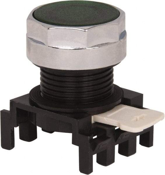 Eaton Cutler-Hammer - 25mm Mount Hole, Flush, Pushbutton Switch Only - Round, Green Pushbutton, Illuminated, Momentary (MO) - Benchmark Tooling