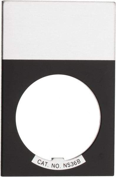 Eaton Cutler-Hammer - Rectangular, Aluminum Legend Plate - Blank - Silver Background, Black Letters, 22-1/2mm Hole Diameter, 1.17 Inch Wide x 1.77 Inch High - Benchmark Tooling