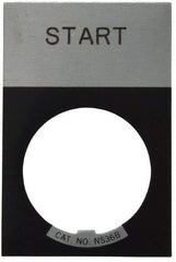 Eaton Cutler-Hammer - Rectangular, Aluminum Legend Plate - Start - Silver Background, Black Letters, 22-1/2mm Hole Diameter, 1.17 Inch Wide x 1.77 Inch High - Benchmark Tooling