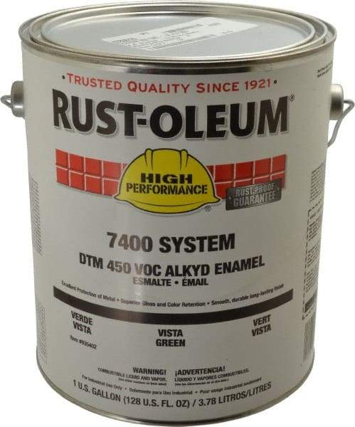 Rust-Oleum - 1 Gal Vista Green Gloss Finish Industrial Enamel Paint - 250 to 550 Sq Ft per Gal, Interior/Exterior, Direct to Metal, <450 gL VOC Compliance - Benchmark Tooling