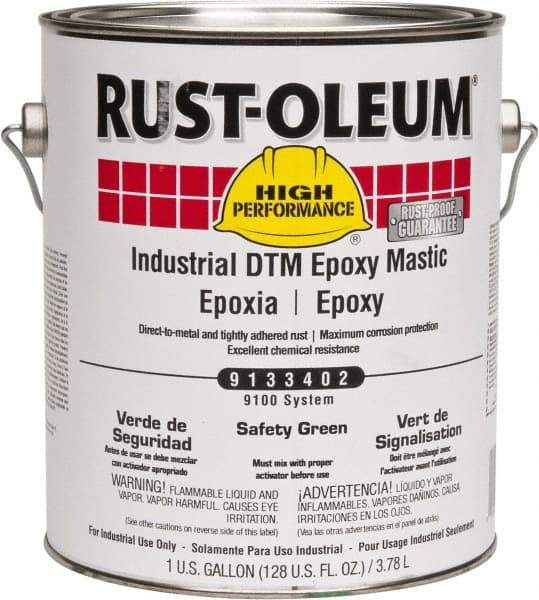 Rust-Oleum - 1 Gal Gloss Safety Green Epoxy Mastic - 100 to 225 Sq Ft/Gal Coverage, <340 g/L VOC Content, Direct to Metal - Benchmark Tooling