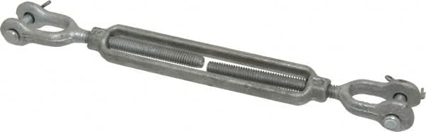 Made in USA - 800 Lb Load Limit, 5/16" Thread Diam, 4-1/2" Take Up, Steel Jaw & Jaw Turnbuckle - 9" Closed Length - Benchmark Tooling