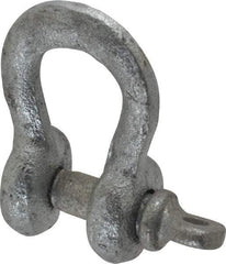 Made in USA - 3/16" Nominal Chain Size, 0.33 Ton Carbon Steel Screw Anchor Shackle - 3/16" Diam, 1/4" Pin Diam, 7/8" High x 3/8" Wide Inside Jaw, 19/32" Inside Width, 9/16" Max Body Thickness - Benchmark Tooling