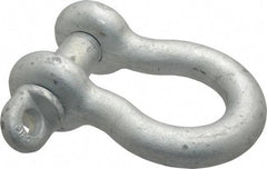 Made in USA - 1-1/8" Nominal Chain Size, 9.5 Ton Carbon Steel Screw Anchor Shackle - 1-1/8" Diam, 1-1/4" Pin Diam, 4-1/4" High x 1-13/16" Wide Inside Jaw, 2-15/16" Inside Width, 2-5/8" Max Body Thickness - Benchmark Tooling