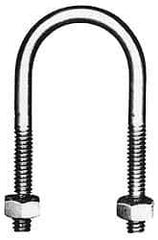 Made in USA - 5/16-18 UNC, 2-3/16" Long, Round U Bolt Clamp with No Mount Plate for 1" Pipe - 1" Thread Length, 1-3/8" Wide, Grade 304 Stainless Steel - Benchmark Tooling