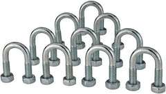 Made in USA - 1/4-20 UNC, 1-1/4" Long, Round U Bolt Clamp with No Mount Plate for 1/4" Pipe - 3/4" Thread Length, 9/16" Wide, Steel - Benchmark Tooling