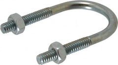 Made in USA - 1/4-20 UNC, 2-1/4" Long, Round U Bolt Clamp with No Mount Plate for 3/4" Pipe - 1-1/4" Thread Length, 1-1/4" Wide, Steel - Benchmark Tooling