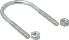 Made in USA - 1/4-20 UNC, 2-3/4" Long, Round U Bolt Clamp with No Mount Plate for 1" Pipe - 1-3/8" Thread Length, 1-1/2" Wide, Steel - Benchmark Tooling