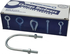 Made in USA - 1/4-20 UNC, 3-1/4" Long, Round U Bolt Clamp with No Mount Plate for 1-1/2" Pipe - 1-3/8" Thread Length, 2" Wide, Steel - Benchmark Tooling