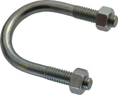 Made in USA - 5/16-18 UNC, 2-3/16" Long, Round U Bolt Clamp with No Mount Plate for 1" Pipe - 1" Thread Length, 1-3/8" Wide, Steel - Benchmark Tooling