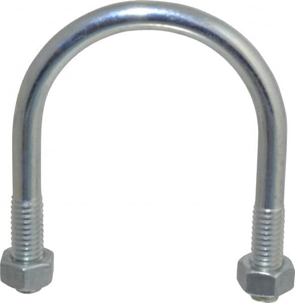 Made in USA - 5/16-18 UNC, 2-11/16" Long, Round U Bolt Clamp with No Mount Plate for 1-1/2" Pipe - 1" Thread Length, 2" Wide, Steel - Benchmark Tooling