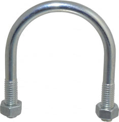Made in USA - 5/16-18 UNC, 2-11/16" Long, Round U Bolt Clamp with No Mount Plate for 1-1/2" Pipe - 1" Thread Length, 2" Wide, Steel - Benchmark Tooling