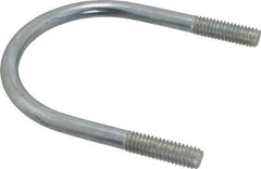 Made in USA - 5/16-18 UNC, 3-3/16" Long, Round U Bolt Clamp with No Mount Plate for 2" Pipe - 1" Thread Length, 2-1/2" Wide, Steel - Benchmark Tooling