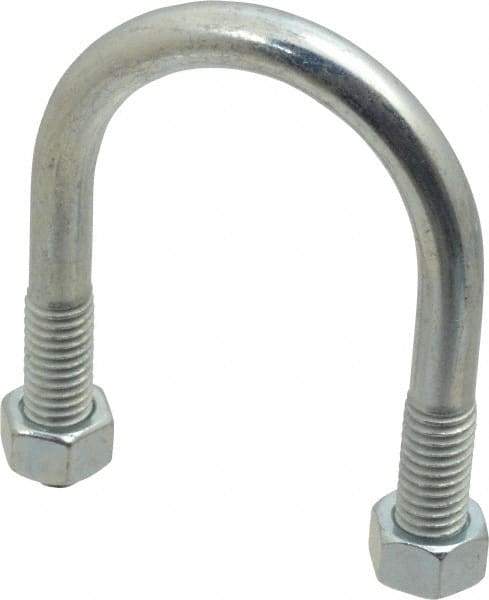 Made in USA - 3/8-16 UNC, 2-3/4" Long, Round U Bolt Clamp with No Mount Plate for 1-1/4" Pipe - 1-1/8" Thread Length, 1-3/4" Wide, Steel - Benchmark Tooling