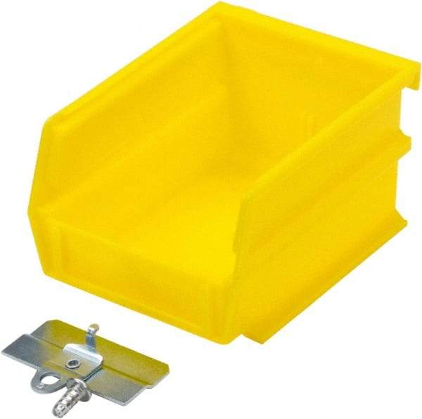 Triton - 5-3/8" Deep, Yellow Polypropylene Hopper Stacking Bin - 3" High x 4-1/8" Wide x 5-3/8" Long - Benchmark Tooling