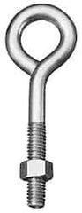 Made in USA - 1/4-20, Zinc-Plated Finish, Steel Wire Turned Open Eye Bolt - 7/8" Thread Length, 1/2" ID, 1" Shank Length - Benchmark Tooling