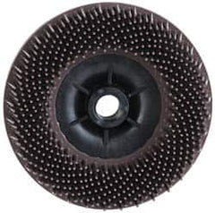 3M - 4-1/2" 36 Grit Ceramic Straight Disc Brush - Very Coarse Grade, Threaded Hole Connector, 3/4" Trim Length, 5/8-11 Threaded Arbor Hole - Benchmark Tooling