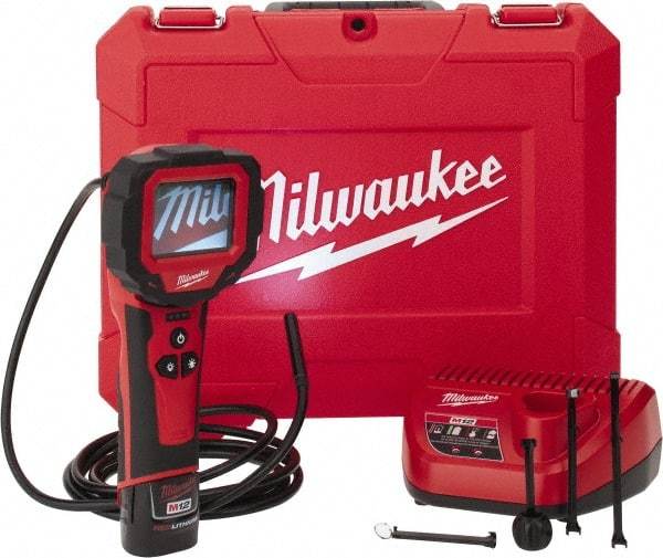 Milwaukee Tool - 0.3543 Inch Wide Camera Head, 9 Ft. Probe, 1x Magnification Rotating Inspection Camera - 0.3543 Inch Probe Diameter, 2.7 Inch LCD Display, 320 x 240 Resolution - Benchmark Tooling