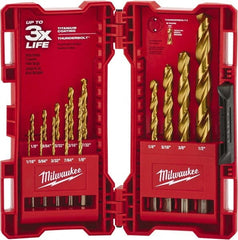 Drill Bit Set: Maintenance Length Drill Bits, 0.0625″ to 0.5″ Drill Bit Size, 135 °, High Speed Steel TiN