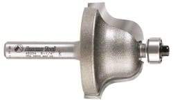 Amana Tool - 1-3/8" Cut Diam, 13/16" Length of Cut, 2 Flute Profiling Edge Profile Router Bit - Carbide-Tipped, 1/4" Shank Diam, 2-1/4" OAL, Uncoated - Benchmark Tooling