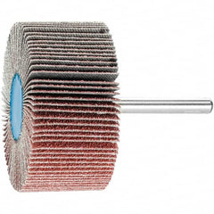 PFERD - 2-1/2" Diam x 1" Face Width, Aluminum Oxide Coated Mounted Flap Wheel - 1/4" Shank Mount, 60 Grit, 23,000 Max RPM - Benchmark Tooling