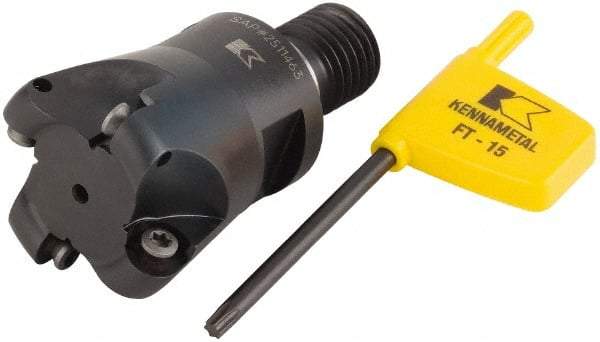 Kennametal - 38.1mm Cutting Diam, 1-1/2" Max Depth of Cut, Modular Connection Indexable Copy End Mill - 4 Inserts, RDHX 1003M0S Insert, KDM Toolholder - Benchmark Tooling