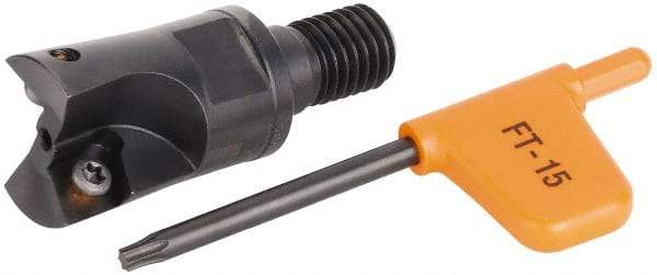Kennametal - 10mm Cut Diam, 2.5mm Max Depth of Cut, 20mm OAL, Indexable Square Shoulder Helical End Mill - XD.. 0401.. Inserts, M6 Modular Connection, Series KMM - Benchmark Tooling