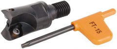 Kennametal - 12mm Cut Diam, 2.5mm Max Depth of Cut, 25mm OAL, Indexable Square Shoulder Helical End Mill - XD.. 0401.. Inserts, M8 Modular Connection, Series KMM - Benchmark Tooling
