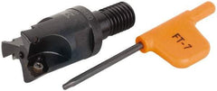 Kennametal - 15mm Cut Diam, 2.5mm Max Depth of Cut, 25mm OAL, Indexable Square Shoulder Helical End Mill - XD.. 0401.. Inserts, M8 Modular Connection, Series KMM - Benchmark Tooling