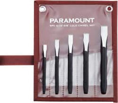 Paramount - 5 Piece Cold Chisel Set - 5-1/8, 5-3/8, 5-9/16, 6 & 6-3/4" OAL, Sizes Included 5/16 to 5/8" - Benchmark Tooling