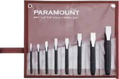 Paramount - 8 Piece Cold Chisel Set - 5, 5-1/8, 5-3/8, 5-9/16, 6, 6-3/4, 6-7/8 & 8" OAL, Sizes Included 1/4 to 7/8" - Benchmark Tooling