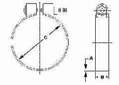 Made in USA - 4.42" ID, Steel Zinc Plated BCE Band Style Clamp - 0.12" Thick, 4-1/4" Hose - Benchmark Tooling