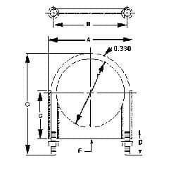 Made in USA - 3/8-16 UNC, Round U Bolt Clamp with Clamping/Guillotine Mount for 6" Pipe - 1-1/2" Thread Length, 6-1/2" Wide, Grade C-1018, Grade 2 (Nut) Steel - Benchmark Tooling