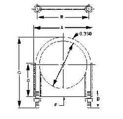 Made in USA - 3/8-16 UNC, Round U Bolt Clamp with Clamping/Guillotine Mount for 6" Pipe - 1-1/2" Thread Length, 6-1/2" Wide, Grade C-1018, Grade 2 (Nut) Steel - Benchmark Tooling
