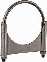 Made in USA - 3/8-16 UNC, Round U Bolt Clamp with Clamping/Guillotine Mount for 4-7/16" Pipe - 1-1/2" Thread Length, Grade C-1018, Grade 2 (Nut) Steel - Benchmark Tooling