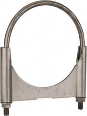Made in USA - 3/8-16 UNC, Round U Bolt Clamp with Clamping/Guillotine Mount for 5" Pipe - 1-1/2" Thread Length, 5-1/2" Wide, Grade C-1018, Grade 2 (Nut) Steel - Benchmark Tooling