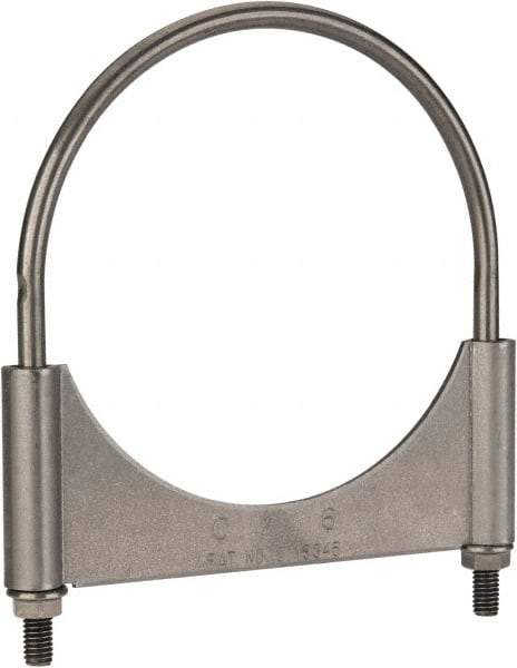 Made in USA - 3/8-16 UNC, Round U Bolt Clamp with Clamping/Guillotine Mount for 6" Pipe - 1-1/2" Thread Length, 6-1/2" Wide, Grade C-1018, Grade 2 (Nut) Steel - Benchmark Tooling