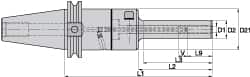 Kennametal - CAT50 Taper Shank, 8mm Hole Diam, Hydraulic Tool Holder/Chuck - 15.5mm Nose Diam, 200mm Projection, 27mm Clamp Depth, 15,000 RPM, Through Coolant - Exact Industrial Supply