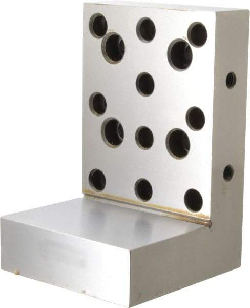 Suburban Tool - 4" Wide x 6" Deep x 4" High Steel Precision-Ground Angle Plate - Standard Plate, Machined Holes on Surface, Open End, 1-1/4" Thick, Single Plate - Benchmark Tooling