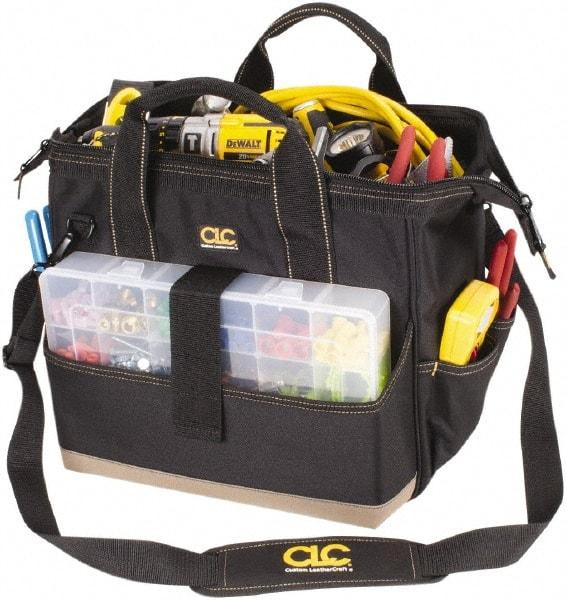 CLC - 23 Pocket Black & Khaki Polyester Tool Bag - 16" Wide x 9" Deep x 11" High - Benchmark Tooling