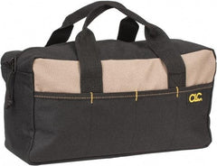 CLC - 8 Pocket Black & Khaki Polyester Tool Bag - 14" Wide x 5-1/2" Deep x 6" High - Benchmark Tooling