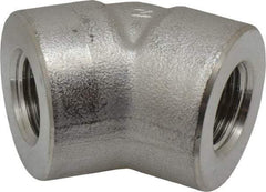 Merit Brass - 1/2" Grade 304/304L Stainless Steel Pipe 45° Elbow - FNPT x FNPT End Connections, 3,000 psi - Benchmark Tooling