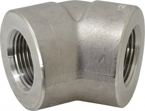 Value Collection - 1" Grade 304/304L Stainless Steel Pipe 45° Elbow - FNPT x FNPT End Connections, 3,000 psi - Benchmark Tooling