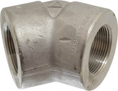 Merit Brass - 1-1/2" Grade 304/304L Stainless Steel Pipe 45° Elbow - FNPT x FNPT End Connections, 3,000 psi - Benchmark Tooling