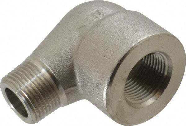 Merit Brass - 3/4" Grade 304/304L Stainless Steel Pipe 90° Street Elbow - FNPT x MNPT End Connections, 3,000 psi - Benchmark Tooling