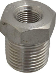 Merit Brass - 3/8 x 1/8" Grade 304/304L Stainless Steel Pipe Hex Bushing - MNPT x FNPT End Connections, 3,000 psi - Benchmark Tooling