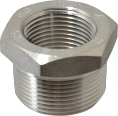 Merit Brass - 1-1/4 x 1" Grade 304/304L Stainless Steel Pipe Hex Bushing - MNPT x FNPT End Connections, 3,000 psi - Benchmark Tooling