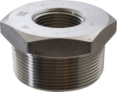 Merit Brass - 2 x 1" Grade 304/304L Stainless Steel Pipe Hex Bushing - MNPT x FNPT End Connections, 3,000 psi - Benchmark Tooling