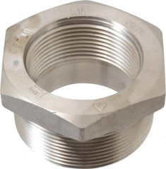 Merit Brass - 2 x 1-1/2" Grade 304/304L Stainless Steel Pipe Hex Bushing - MNPT x FNPT End Connections, 3,000 psi - Benchmark Tooling